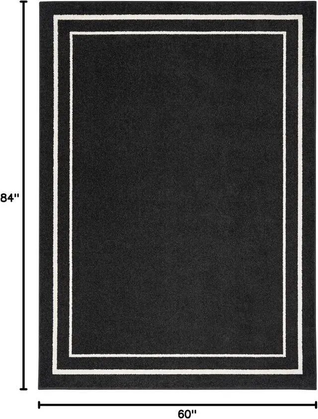 Alt view image 2 of 7 - Nourison Home Nourison Essentials Black Ivory 5' x 7' Area Rug - Easy Clean, Non Shedding, Bed Room, Living Room, Dining Room, Kitchen (5' x 7')