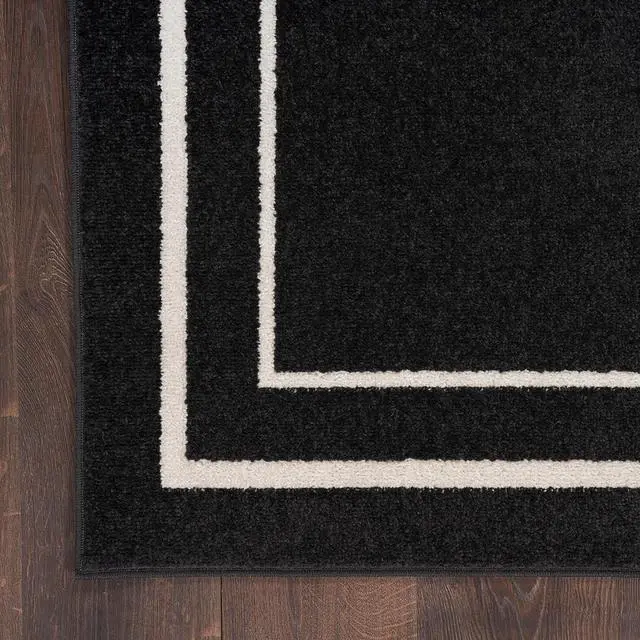 Alt view image 7 of 7 - Nourison Home Nourison Essentials Black Ivory 5' x 7' Area Rug - Easy Clean, Non Shedding, Bed Room, Living Room, Dining Room, Kitchen (5' x 7')