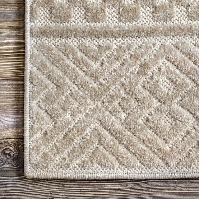 Alt view image 4 of 7 - nuLOOM Kamryn Beige Geometric Power Loomed Indoor/Outdoor Area Rug, 4' x 6'