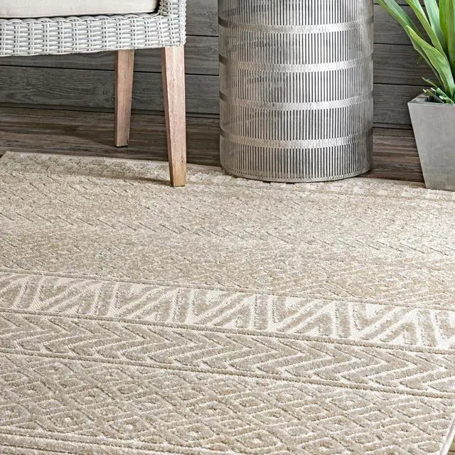 Alt view image 7 of 7 - nuLOOM Kamryn Beige Geometric Power Loomed Indoor/Outdoor Area Rug, 4' x 6'