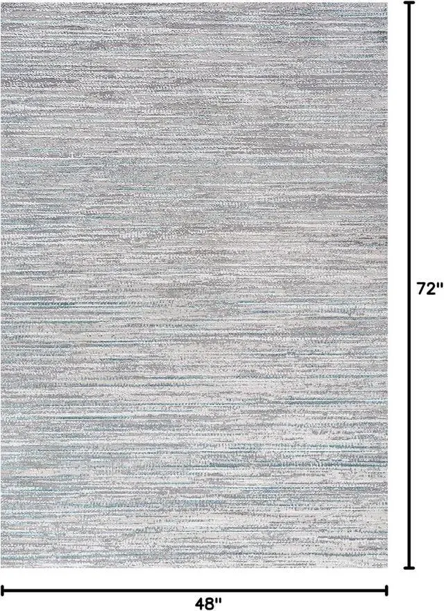 Alt view image 2 of 7 - JONATHAN Y Loom Strie' Gray/Turquoise Indoor Area Rug 4X6 ft, Modern for Living Room, Bedroom, Kitchen, Office, Easy-Cleaning, High Traffic, Pet-Friendly, Non-Shedding SOR200B-4