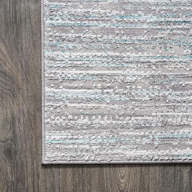 Alt view image 7 of 7 - JONATHAN Y Loom Strie' Gray/Turquoise Indoor Area Rug 4X6 ft, Modern for Living Room, Bedroom, Kitchen, Office, Easy-Cleaning, High Traffic, Pet-Friendly, Non-Shedding SOR200B-4