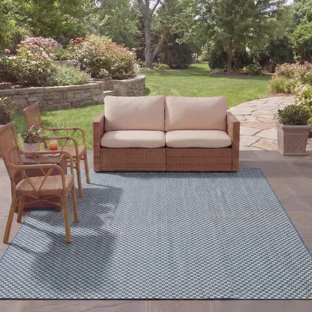 Main image of SAFAVIEH Courtyard Collection 8' x 10' Blue/Grey CY8653 Indoor/ Outdoor Patio Backyard Mudroom Area Rug
