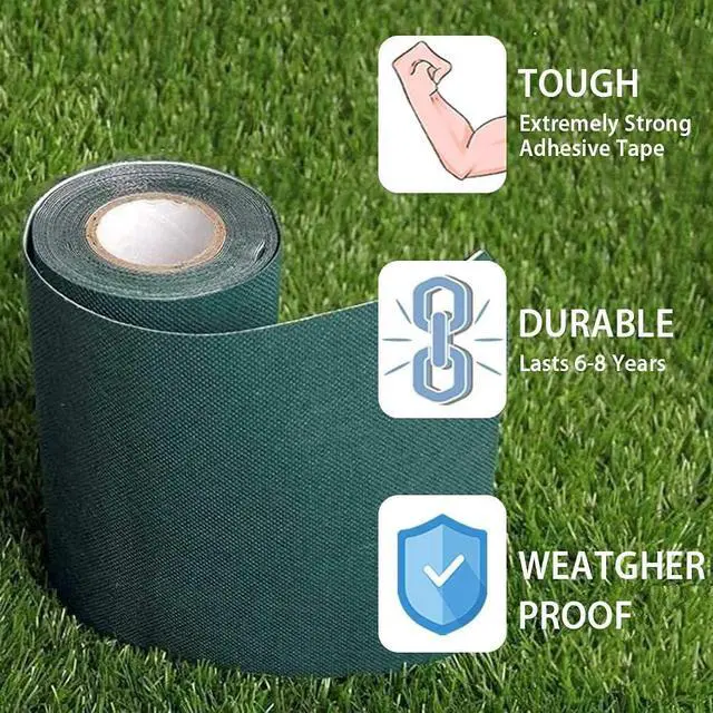Alt view image 4 of 6 - TYLife Artificial Grass Tape,6" X98'Self Adhesive Artificial Grass Seaming Tape,Synthetic Fake Grass Turf Tape for Lawn, Indoor Outdoor Carpet Jointing, Connecting Garden Pet Rug,Turf Mat