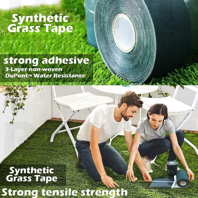 Alt view image 5 of 6 - TYLife Artificial Grass Tape,6" X98'Self Adhesive Artificial Grass Seaming Tape,Synthetic Fake Grass Turf Tape for Lawn, Indoor Outdoor Carpet Jointing, Connecting Garden Pet Rug,Turf Mat