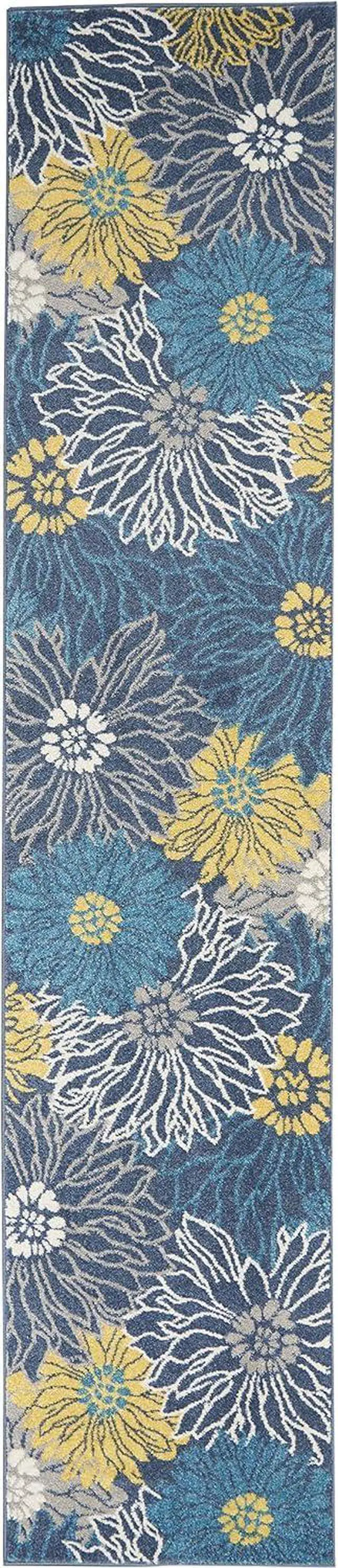 Alt view image 2 of 6 - Nourison Home Passion Blue 2'2" x 10' Area Rug - Easy Clean, Non Shedding, Bed Room, Living Room, Dining Room, Kitchen (10' Runner)