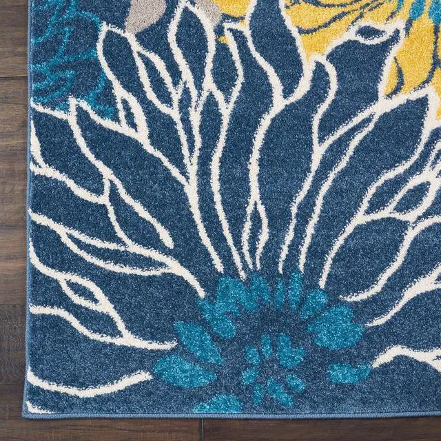 Alt view image 4 of 6 - Nourison Home Passion Blue 2'2" x 10' Area Rug - Easy Clean, Non Shedding, Bed Room, Living Room, Dining Room, Kitchen (10' Runner)