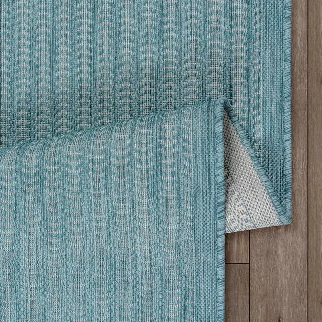 Alt view image 6 of 7 - Adiva Rugs Outdoor Indoor Area Rug, Weather Resistant, Easy to Clean, Stain Resistant Floor Mat for Dining Room, Backyard, Deck, Patio (Aqua Weiss, 2' x 3')