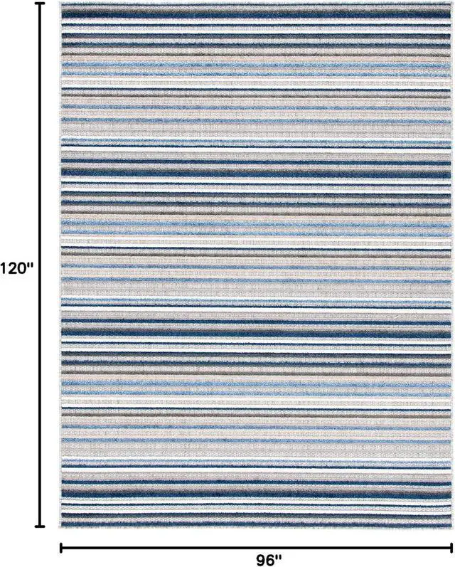 Alt view image 2 of 7 - SAFAVIEH Washable Rug Outdoor Cabana Collection - 8' x 10', Grey & Blue, Non-Shedding & Easy to Clean, Ideal for Patio, Backyard, Mudroom (CBN323F)