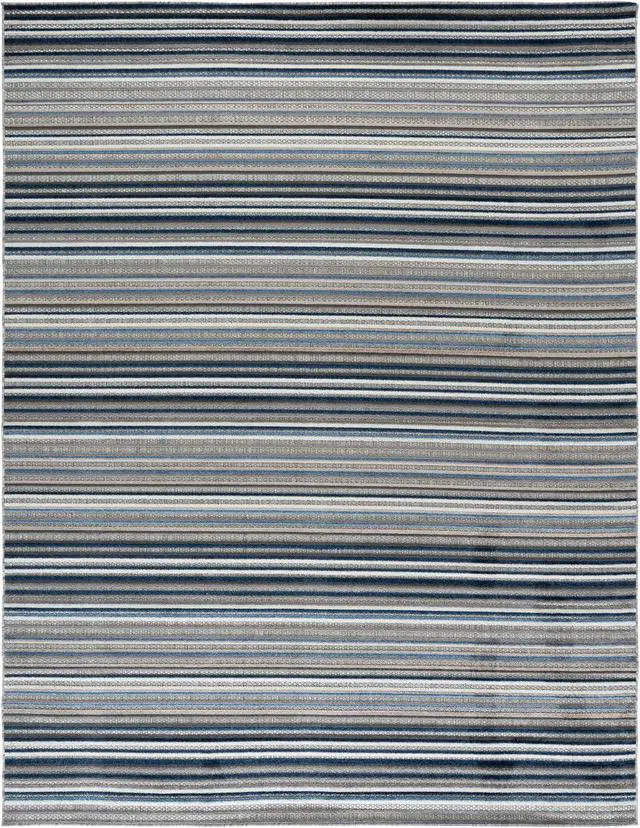Alt view image 3 of 7 - SAFAVIEH Washable Rug Outdoor Cabana Collection - 8' x 10', Grey & Blue, Non-Shedding & Easy to Clean, Ideal for Patio, Backyard, Mudroom (CBN323F)