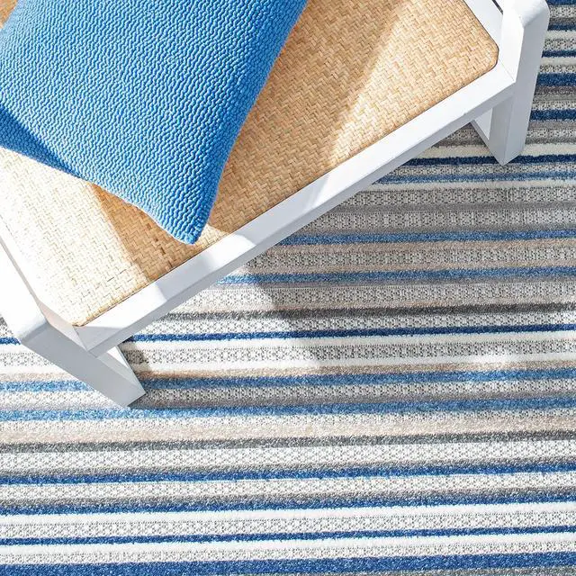 Alt view image 7 of 7 - SAFAVIEH Washable Rug Outdoor Cabana Collection - 8' x 10', Grey & Blue, Non-Shedding & Easy to Clean, Ideal for Patio, Backyard, Mudroom (CBN323F)
