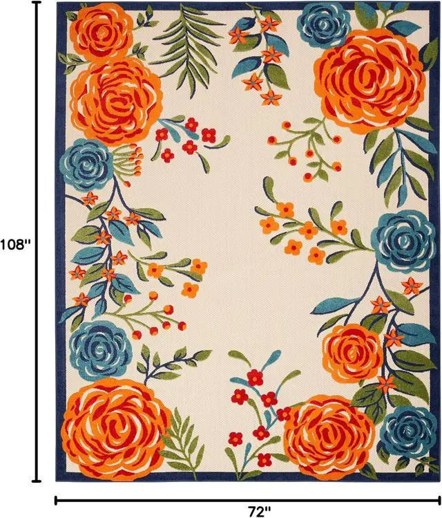 Alt view image 2 of 7 - Nourison Home Aloha Multicolor 6' x 9' Area Rug - Easy Clean, Non Shedding, Bed Room, Living Room, Dining Room, Kitchen (6' x 9')