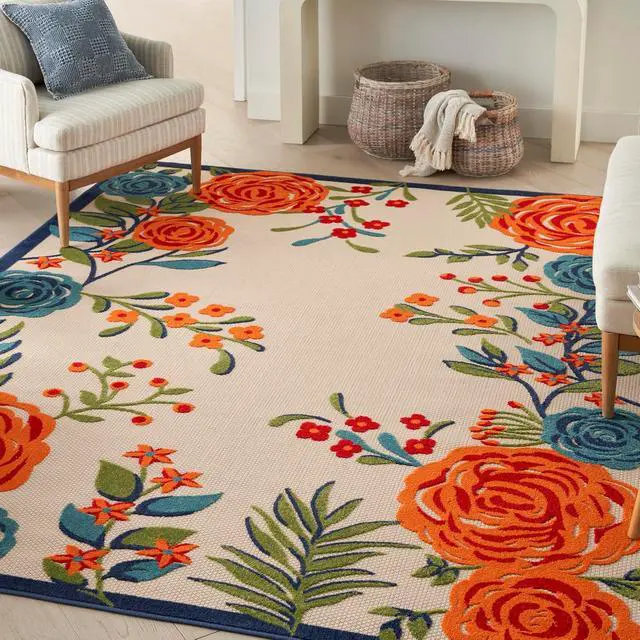 Alt view image 7 of 7 - Nourison Home Aloha Multicolor 6' x 9' Area Rug - Easy Clean, Non Shedding, Bed Room, Living Room, Dining Room, Kitchen (6' x 9')