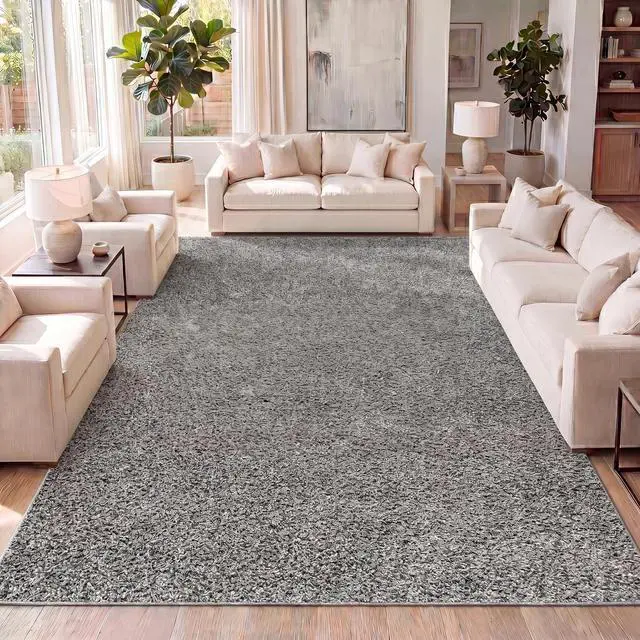Main image of JONATHAN Y Mercer Shag Plush Charcoal Indoor Area Rug, 3x5, Contemporary, Modern, Easy-Cleaning for Living Room, Bedroom, Kitchen, Pet Friendly, Non-Shedding (MCR106B-3)