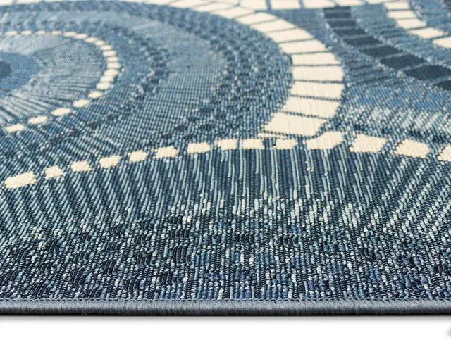 Alt view image 7 of 7 - Liora Manne Marina Indoor/Outdoor Power Loomed Synthetic Blend Low Profile Area Rug - Transitional Geometric Casual Medallion Colorful (Circles Delft) (3'3" x 4'11")