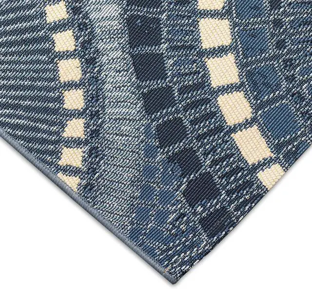 Alt view image 6 of 7 - Liora Manne Marina Indoor/Outdoor Power Loomed Synthetic Blend Low Profile Area Rug - Transitional Geometric Casual Medallion Colorful (Circles Delft) (3'3" x 4'11")