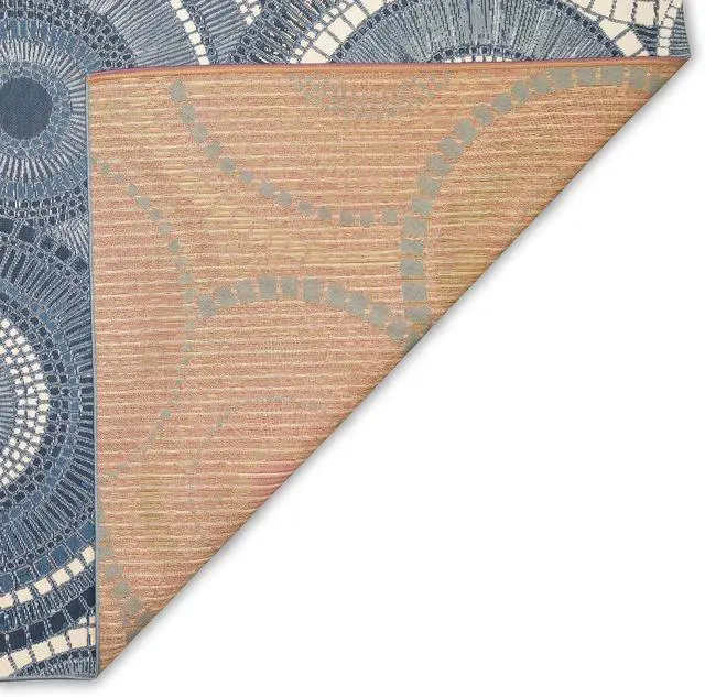Alt view image 5 of 7 - Liora Manne Marina Indoor/Outdoor Power Loomed Synthetic Blend Low Profile Area Rug - Transitional Geometric Casual Medallion Colorful (Circles Delft) (3'3" x 4'11")