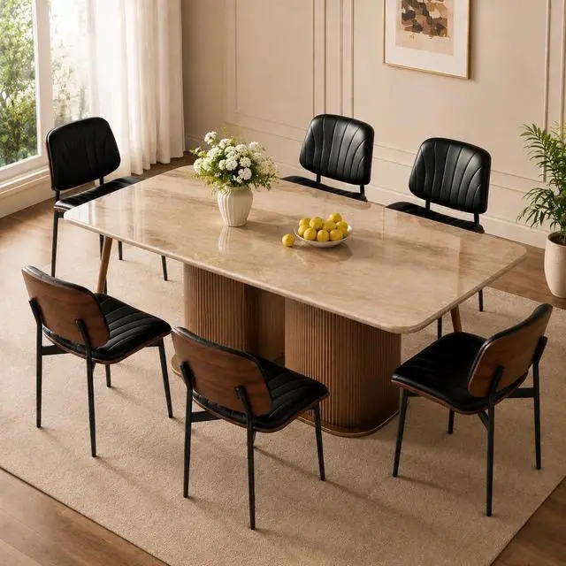 Alt view image 3 of 7 - REONEY Dining Chairs Set of 4, Mid-Century Modern Kitchen Chairs, Black