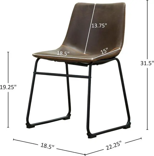 Alt view image 3 of 7 - Roundhill Furniture Lotusville Vintage PU Leather Dining Chairs, Set of 2, Antique Brown