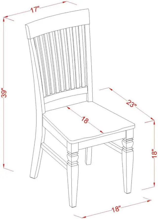 Alt view image 3 of 4 - East West Furniture WEC-BLK-W Weston Dining Chairs - Slat Back Wood Seat Kitchen Chairs, Set of 2, Black