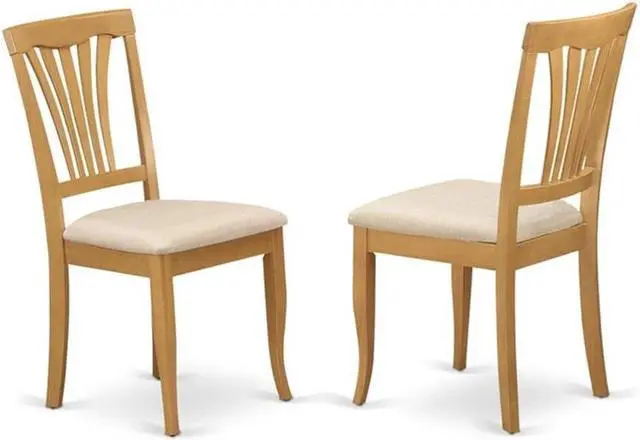 Main image of East West Furniture AVC-OAK-C Avon Kitchen Dining Chairs - Linen Fabric Upholstered Solid Wood Chairs, Set of 2, Oak