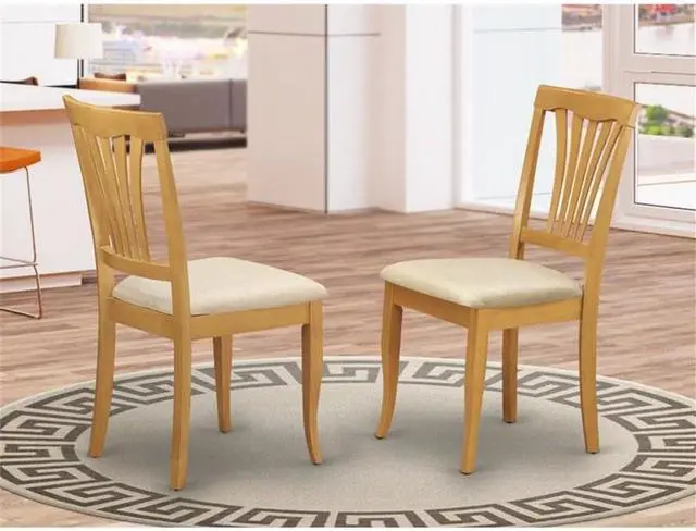 Alt view image 2 of 3 - East West Furniture AVC-OAK-C Avon Kitchen Dining Chairs - Linen Fabric Upholstered Solid Wood Chairs, Set of 2, Oak