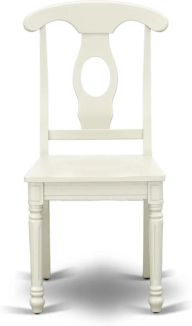 Alt view image 4 of 7 - East West Furniture KEC-LWH-W Kenley Dinette Chairs - Napoleon Back Solid Wood Seat Kitchen Chairs, Set of 2, Linen White
