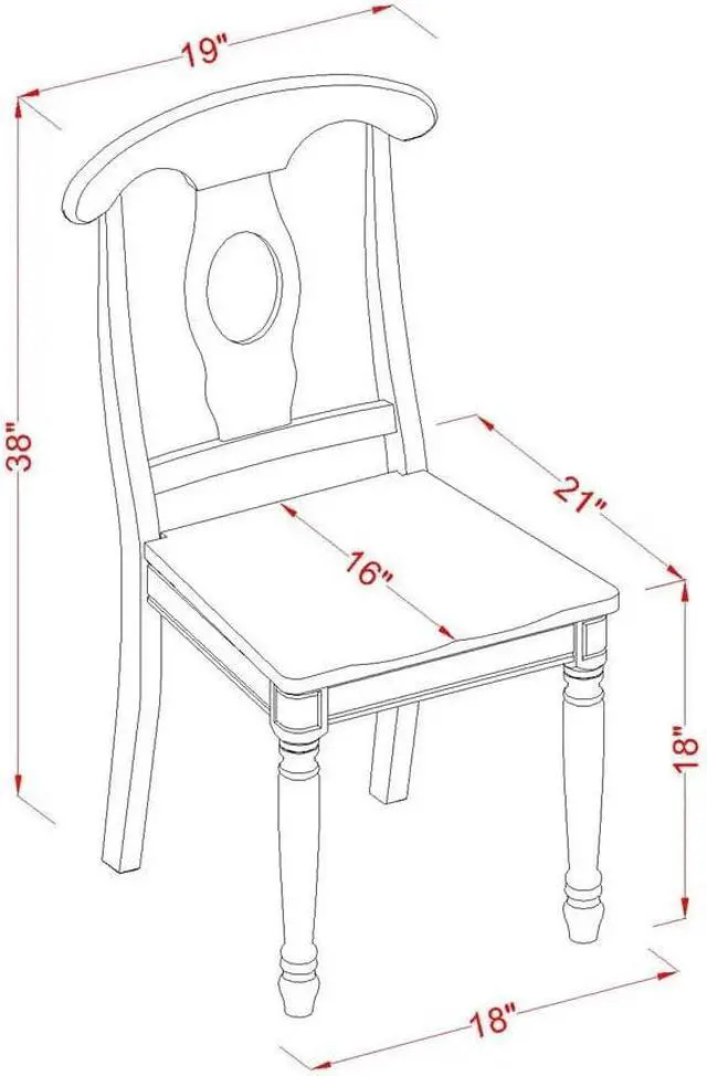 Alt view image 3 of 7 - East West Furniture KEC-LWH-W Kenley Dinette Chairs - Napoleon Back Solid Wood Seat Kitchen Chairs, Set of 2, Linen White