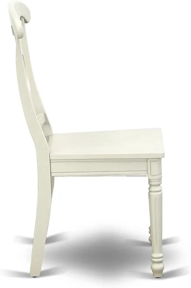 Alt view image 6 of 7 - East West Furniture KEC-LWH-W Kenley Dinette Chairs - Napoleon Back Solid Wood Seat Kitchen Chairs, Set of 2, Linen White