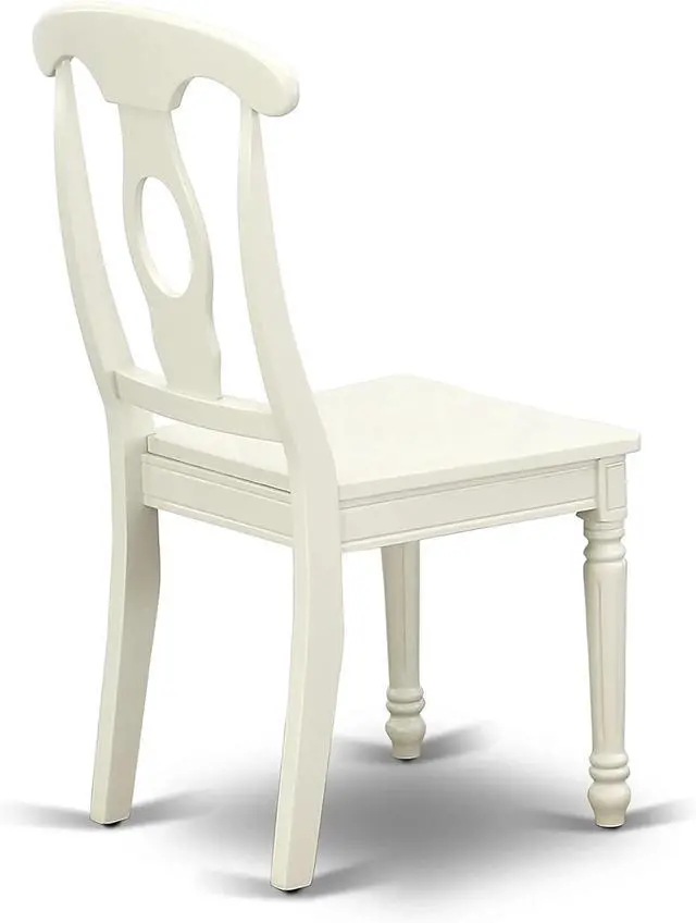 Alt view image 7 of 7 - East West Furniture KEC-LWH-W Kenley Dinette Chairs - Napoleon Back Solid Wood Seat Kitchen Chairs, Set of 2, Linen White