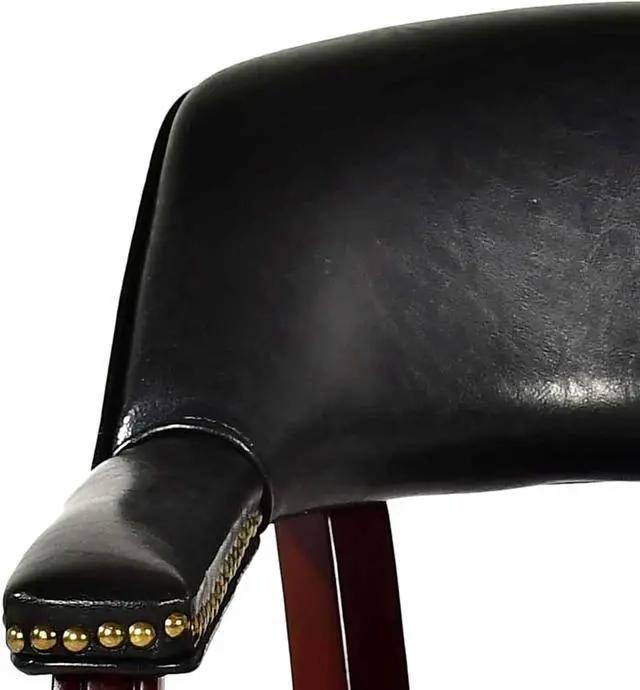 Alt view image 7 of 7 - Steve Silver Furniture Tournament Arm Dining Chair with Casters, Upholstered w/Nailhead Trim, for Living Room, Dining Room, Vegan Leather, 18-Inch Seat Height, 25" W x 25" D x 31" H, Black