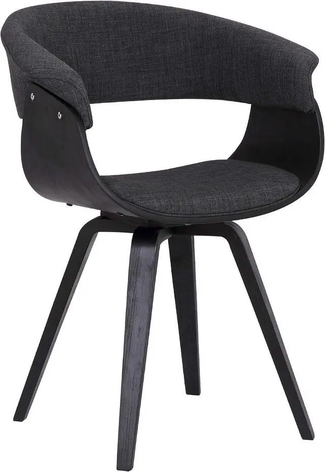 Main image of Armen Living Summer Mid Century Modern Dining Accent Chair for Table Kitchen Desk Vanity in Charcoal Fabric and Black Wood Finish