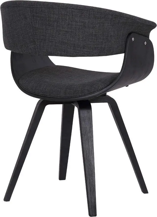 Alt view image 6 of 7 - Armen Living Summer Mid Century Modern Dining Accent Chair for Table Kitchen Desk Vanity in Charcoal Fabric and Black Wood Finish