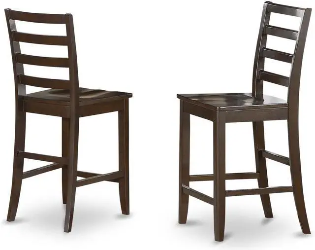 Main image of East West Furniture FAS-CAP-W Fairwind Counter Height Dining Stools - Ladder Back Wood Seat Chairs, Set of 2, Cappuccino