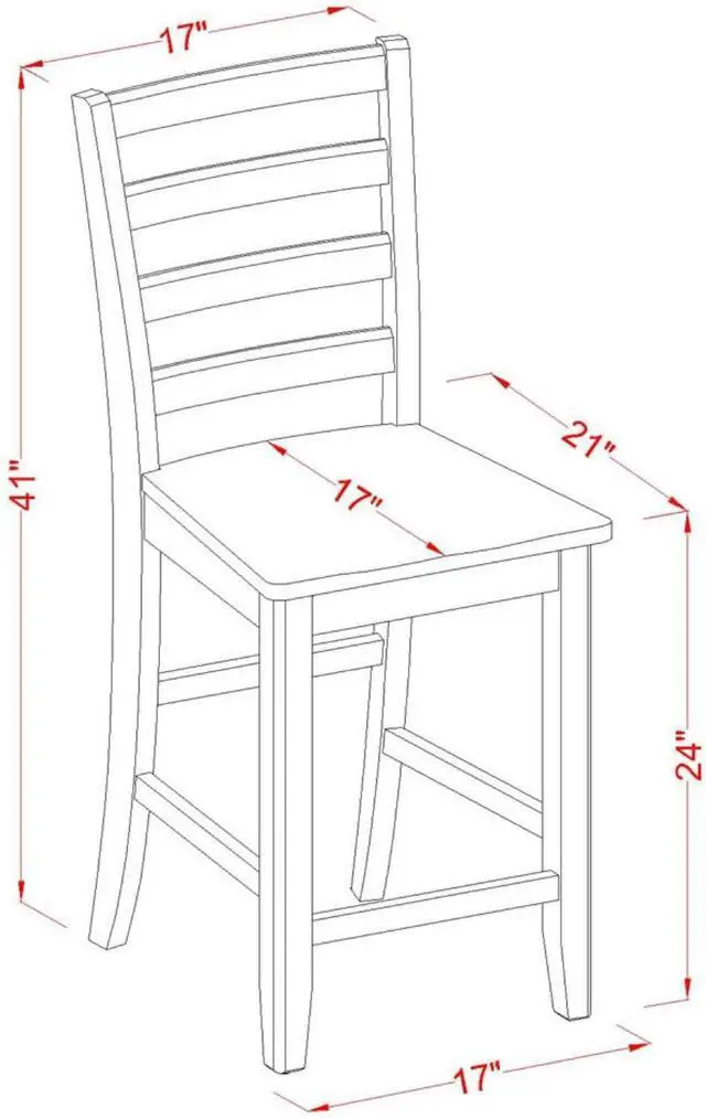 Alt view image 3 of 3 - East West Furniture FAS-CAP-W Fairwind Counter Height Dining Stools - Ladder Back Wood Seat Chairs, Set of 2, Cappuccino
