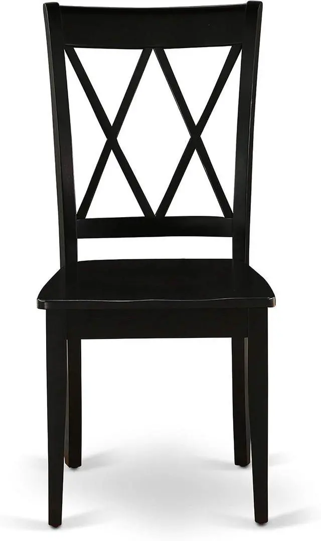 Alt view image 4 of 7 - East West Furniture CLC-BLK-W Clarksville Dining Chairs - Double Cross Back Wooden Seat Chairs, Set of 2, Black