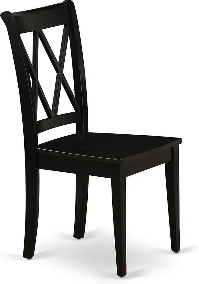 Alt view image 5 of 7 - East West Furniture CLC-BLK-W Clarksville Dining Chairs - Double Cross Back Wooden Seat Chairs, Set of 2, Black