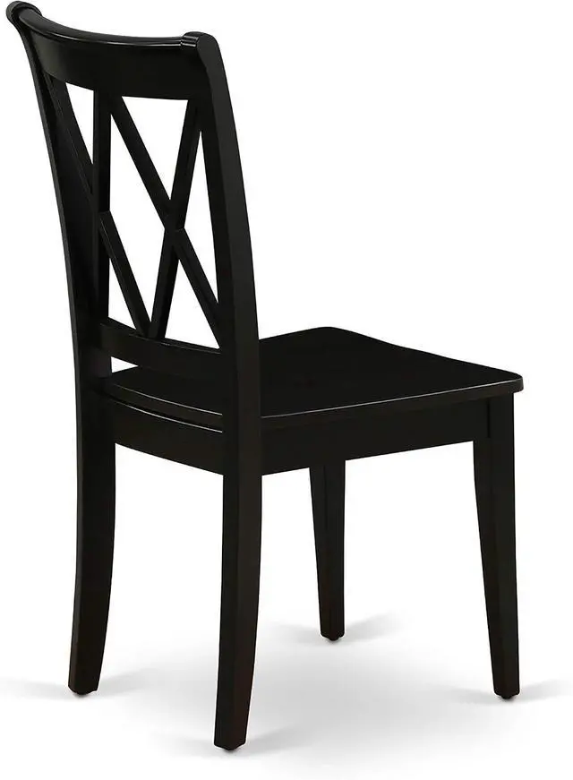 Alt view image 7 of 7 - East West Furniture CLC-BLK-W Clarksville Dining Chairs - Double Cross Back Wooden Seat Chairs, Set of 2, Black