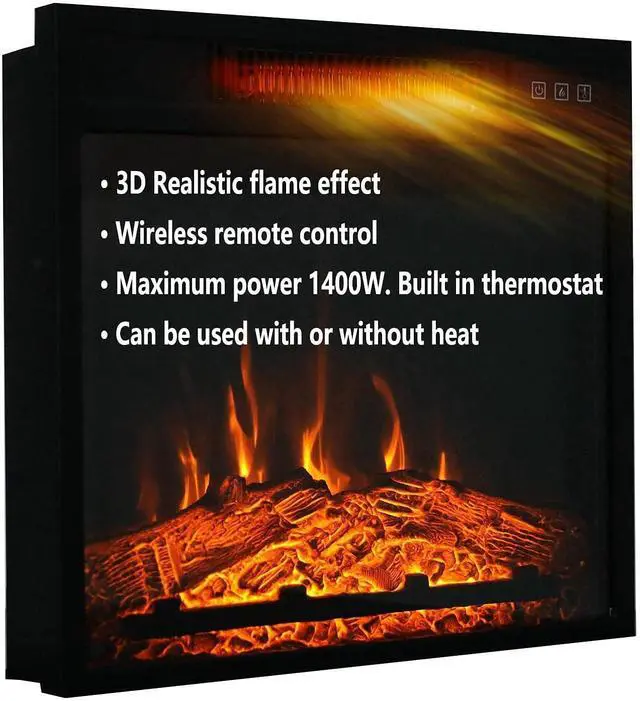 Alt view image 3 of 7 - 18" Electric Fireplace Insert, Recessed Fireplace Heater with Low Noise, Remote Control with Timer, Touch Screen, Adjustable Flame Brightness (18 inch-1)