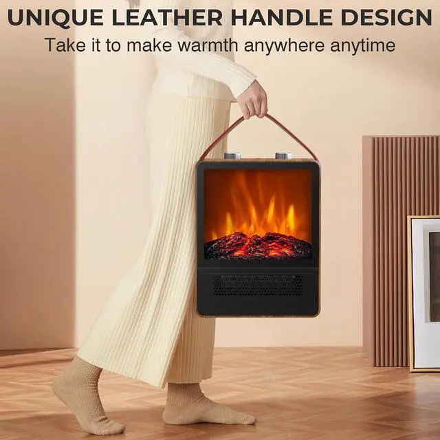 Alt view image 3 of 6 - Electric Fireplace Heater for Indoor Use, Space Heater Fireplace, Walut
