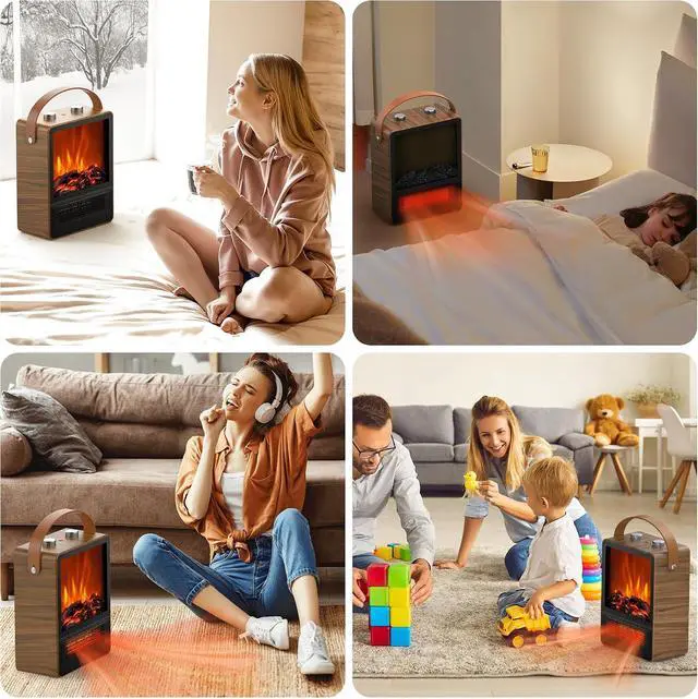 Alt view image 6 of 6 - Electric Fireplace Heater for Indoor Use, Space Heater Fireplace, Walut