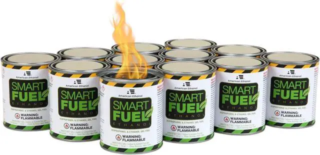 Main image of Smart Fuel Bioethanol Gel Fuel Cans Clean-Burning Bio Ethanol Fireplace Fuel for Indoor & Outdoor Fire Pit, Fireplaces & Tabletop Fire Features 3 Hour Burn Time - 12 Pack