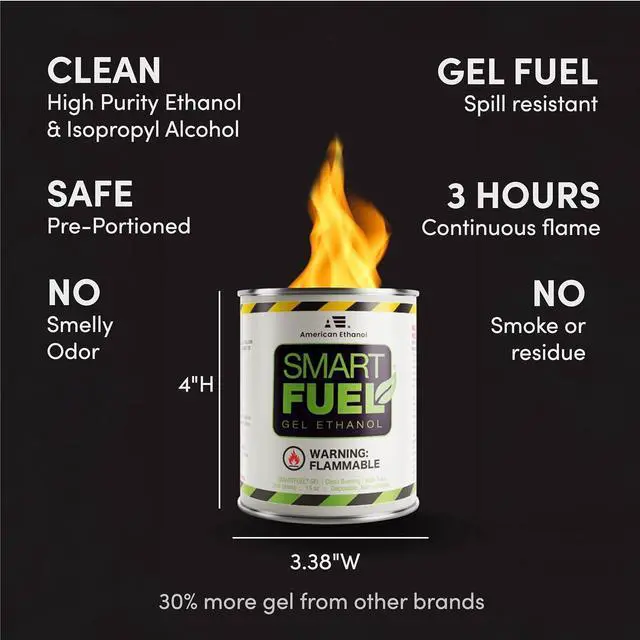 Alt view image 7 of 7 - Smart Fuel Bioethanol Gel Fuel Cans Clean-Burning Bio Ethanol Fireplace Fuel for Indoor & Outdoor Fire Pit, Fireplaces & Tabletop Fire Features 3 Hour Burn Time - 12 Pack