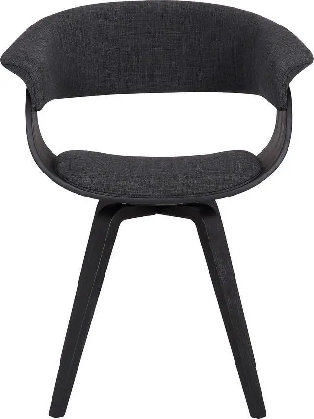 Alt view image 4 of 7 - Armen Living Summer Mid Century Modern Dining Accent Chair for Table Kitchen Desk Vanity in Charcoal Fabric and Black Wood Finish