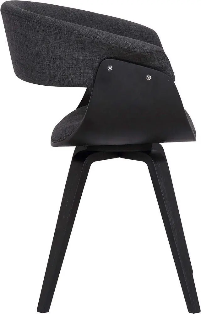 Alt view image 5 of 7 - Armen Living Summer Mid Century Modern Dining Accent Chair for Table Kitchen Desk Vanity in Charcoal Fabric and Black Wood Finish