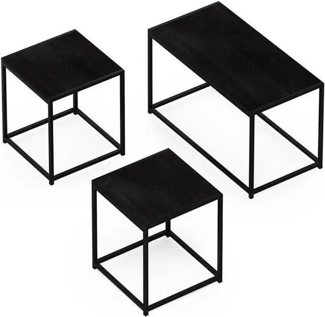 Alt view image 4 of 6 - Furinno CAMNUS Metal Frame Living Room Table Set, Americano