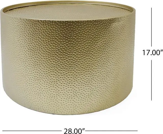 Alt view image 3 of 6 - Christopher Knight Home Rache Modern Round Coffee Table with Hammered Iron, Gold, 26. 00 L x 26. 00 W x 17. 00 H