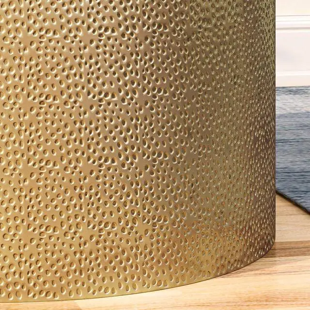 Alt view image 6 of 6 - Christopher Knight Home Rache Modern Round Coffee Table with Hammered Iron, Gold, 26. 00 L x 26. 00 W x 17. 00 H