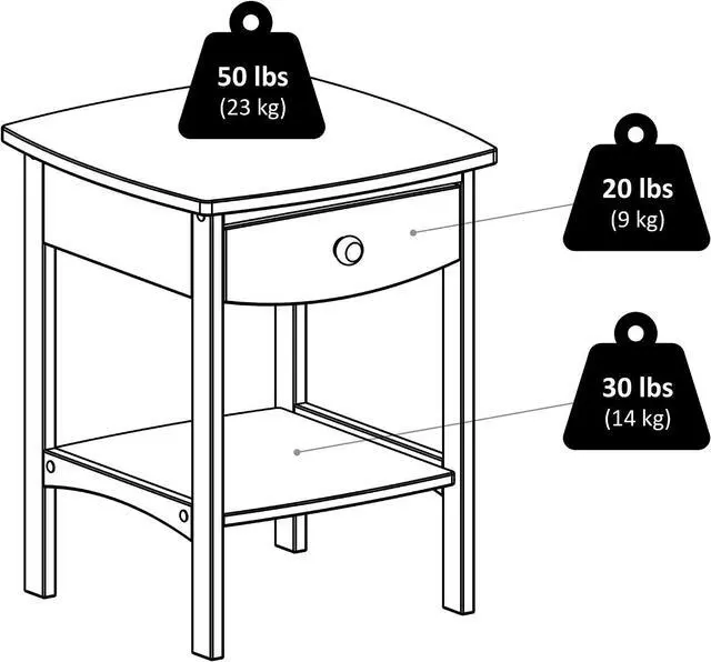 Alt view image 7 of 7 - Winsome 22 x 18 x 18-Inch Wood Curved End Table/Night Stand with One Drawer, Brown (94918)