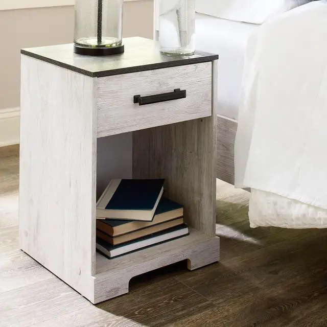 Alt view image 2 of 5 - Signature Design by Ashley Shawburn 1-Drawer Nightstand, Whitewash